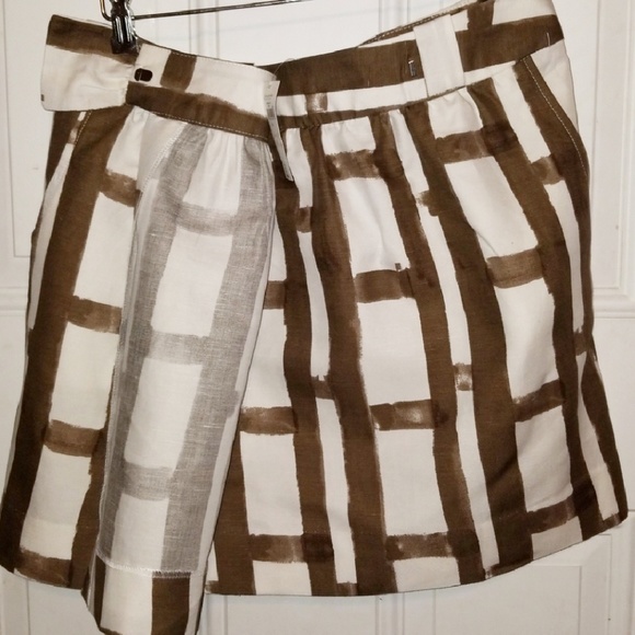 Banana Republic White & Brown Linen Mini Skirt NWT - Picture 2 of 5